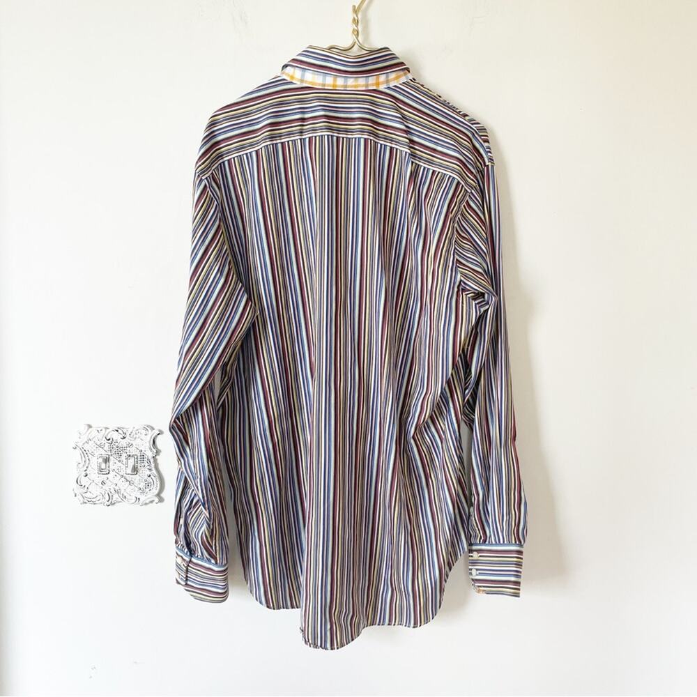 Thomas Dean Multicolored Striped Button Down Shirt XL - Picture 6 of 7